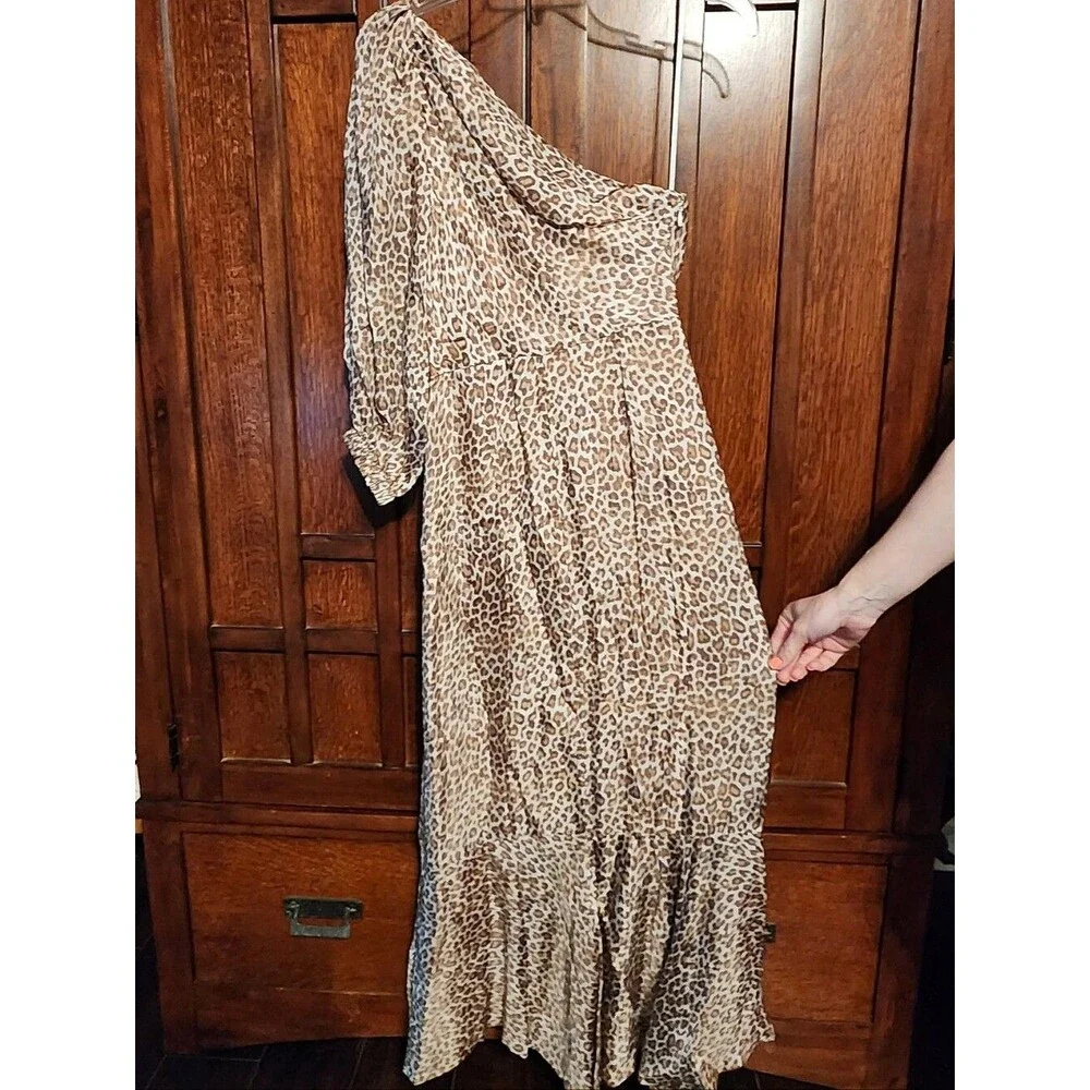 NWT J. Crew One-shoulder Ruffle-hem Dress In Leopard, Size 0